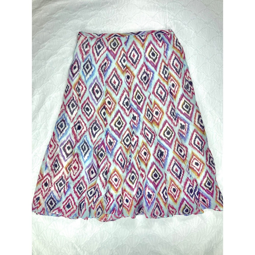 Casual Studio Ikat Diamond Print Midi Skirt Women M Multicolor Flowy Summer Chic